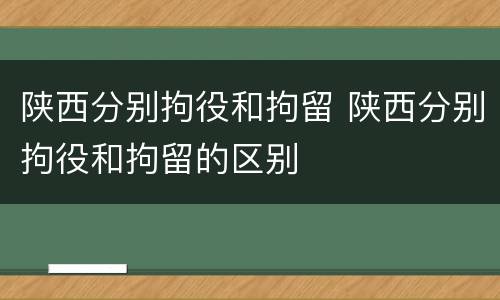 陕西分别拘役和拘留 陕西分别拘役和拘留的区别