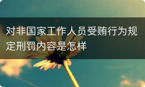 对非国家工作人员受贿行为规定刑罚内容是怎样