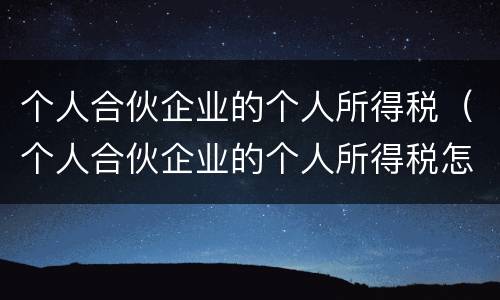 个人合伙企业的个人所得税（个人合伙企业的个人所得税怎么算）