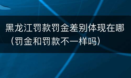 黑龙江罚款罚金差别体现在哪（罚金和罚款不一样吗）