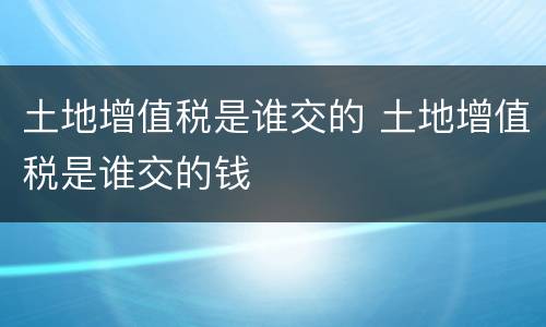 土地增值税是谁交的 土地增值税是谁交的钱