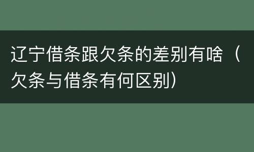 辽宁借条跟欠条的差别有啥（欠条与借条有何区别）