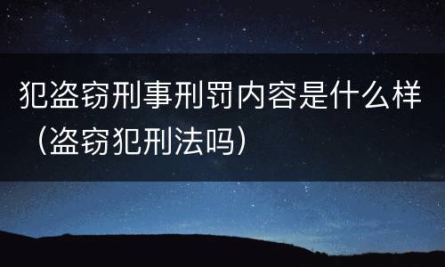 犯盗窃刑事刑罚内容是什么样（盗窃犯刑法吗）