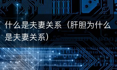 什么是夫妻关系（肝胆为什么是夫妻关系）