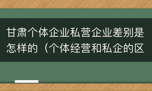 甘肃个体企业私营企业差别是怎样的（个体经营和私企的区别）