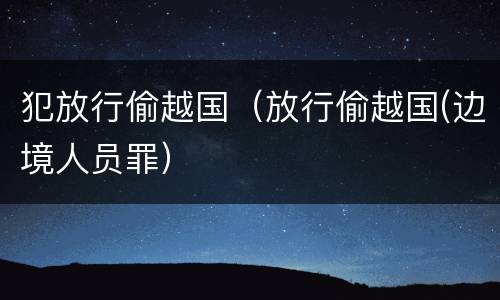 犯放行偷越国（放行偷越国(边境人员罪）