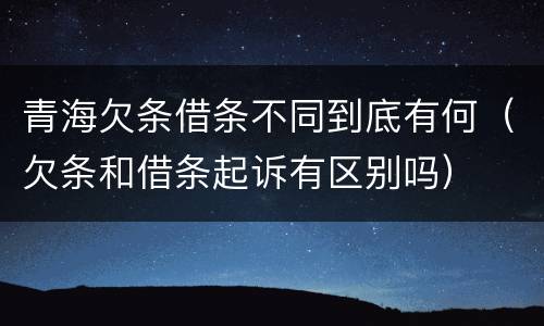 青海欠条借条不同到底有何(欠条和借条起诉有区别吗)