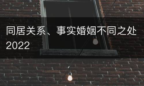同居关系、事实婚姻不同之处2022