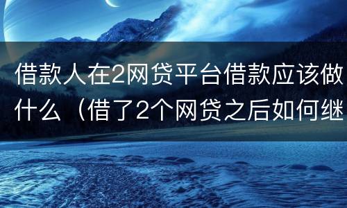 借款人在2网贷平台借款应该做什么（借了2个网贷之后如何继续借）