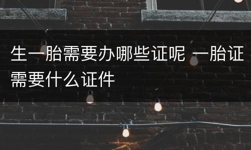 生一胎需要办哪些证呢 一胎证需要什么证件