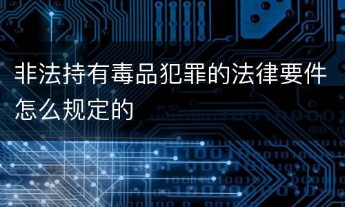 非法持有毒品犯罪的法律要件怎么规定的