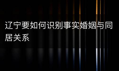 辽宁要如何识别事实婚姻与同居关系