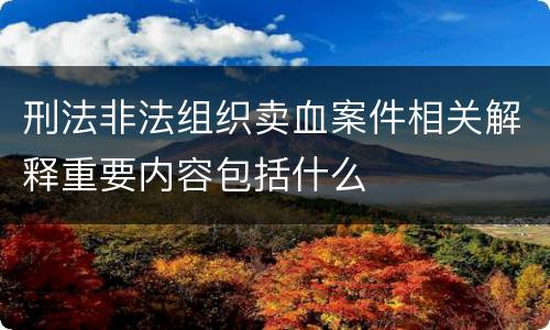 刑法非法组织卖血案件相关解释重要内容包括什么