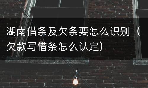 湖南借条及欠条要怎么识别（欠款写借条怎么认定）