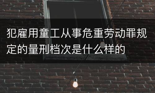 犯雇用童工从事危重劳动罪规定的量刑档次是什么样的