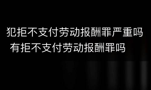 犯拒不支付劳动报酬罪严重吗 有拒不支付劳动报酬罪吗