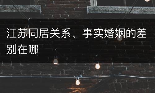 江苏同居关系、事实婚姻的差别在哪