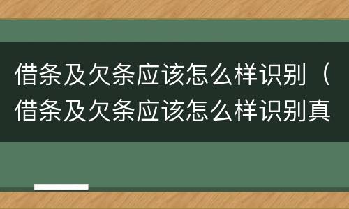 借条及欠条应该怎么样识别（借条及欠条应该怎么样识别真伪）
