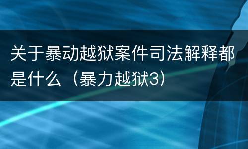 关于暴动越狱案件司法解释都是什么（暴力越狱3）