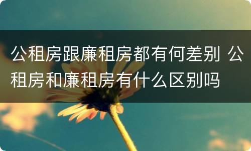 公租房跟廉租房都有何差别 公租房和廉租房有什么区别吗