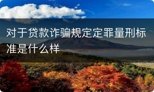 对于贷款诈骗规定定罪量刑标准是什么样