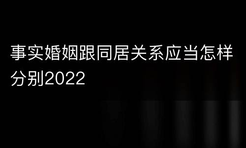 事实婚姻跟同居关系应当怎样分别2022