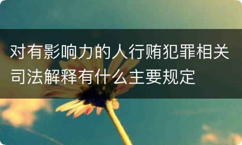 对有影响力的人行贿犯罪相关司法解释有什么主要规定