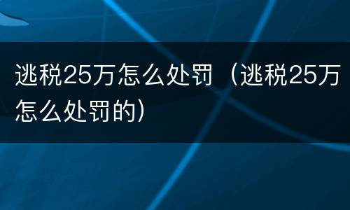逃税25万怎么处罚（逃税25万怎么处罚的）