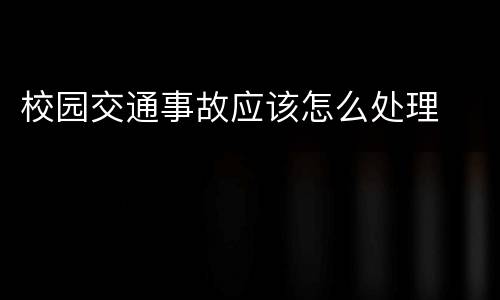 校园交通事故应该怎么处理