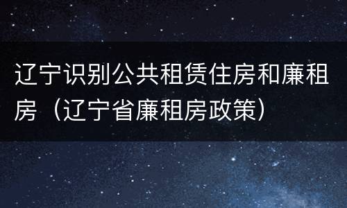 辽宁识别公共租赁住房和廉租房（辽宁省廉租房政策）
