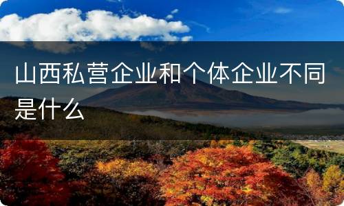 山西私营企业和个体企业不同是什么