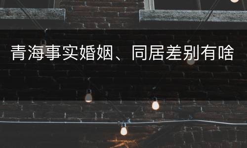 青海事实婚姻、同居差别有啥