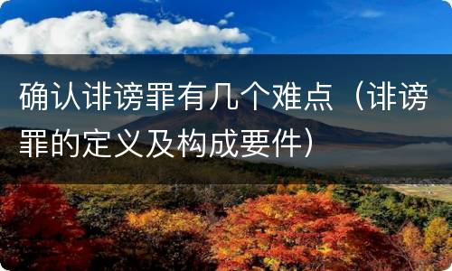 确认诽谤罪有几个难点（诽谤罪的定义及构成要件）