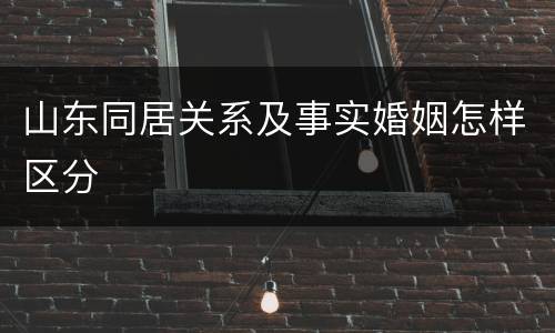 山东同居关系及事实婚姻怎样区分