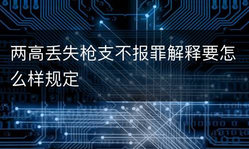 两高丢失枪支不报罪解释要怎么样规定