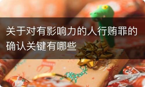 关于对有影响力的人行贿罪的确认关键有哪些