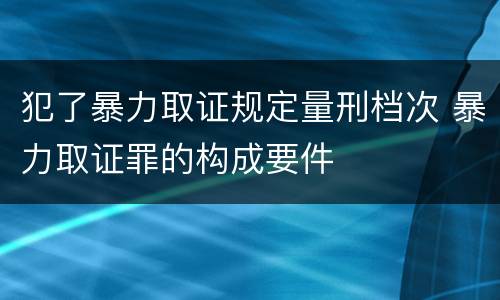 犯了暴力取证规定量刑档次 暴力取证罪的构成要件