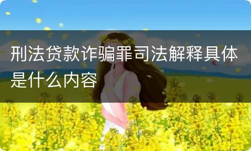刑法贷款诈骗罪司法解释具体是什么内容