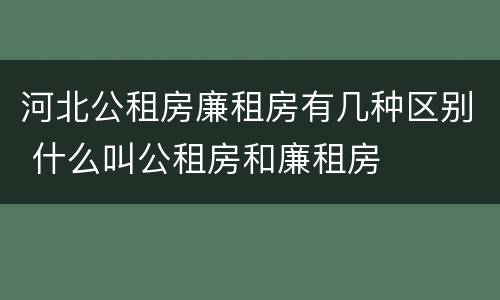 河北公租房廉租房有几种区别 什么叫公租房和廉租房