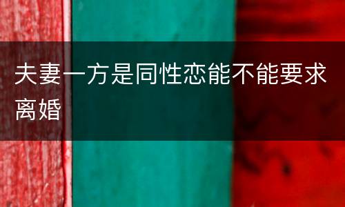 夫妻一方是同性恋能不能要求离婚