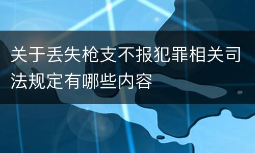 关于丢失枪支不报犯罪相关司法规定有哪些内容
