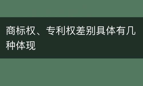 商标权、专利权差别具体有几种体现