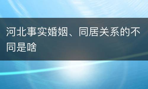 河北事实婚姻、同居关系的不同是啥
