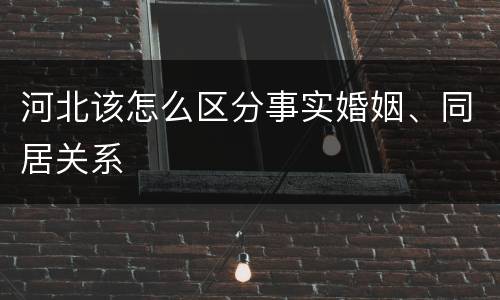 河北该怎么区分事实婚姻、同居关系