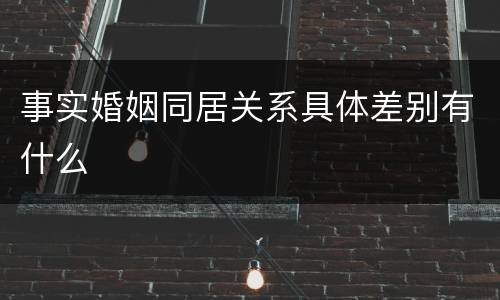 事实婚姻同居关系具体差别有什么