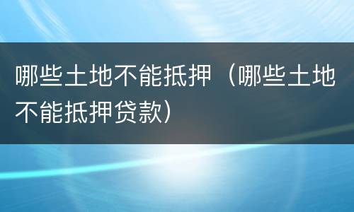 哪些土地不能抵押（哪些土地不能抵押贷款）