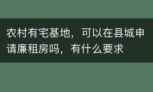 农村有宅基地，可以在县城申请廉租房吗，有什么要求