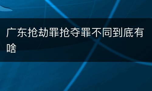 广东抢劫罪抢夺罪不同到底有啥