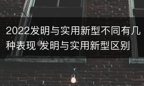 2022发明与实用新型不同有几种表现 发明与实用新型区别