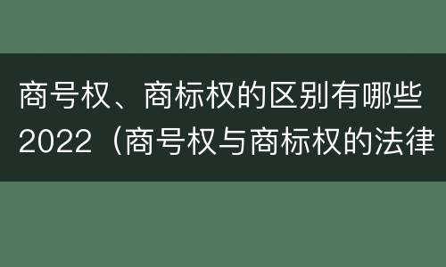 商号权、商标权的区别有哪些2022（商号权与商标权的法律冲突与解决）